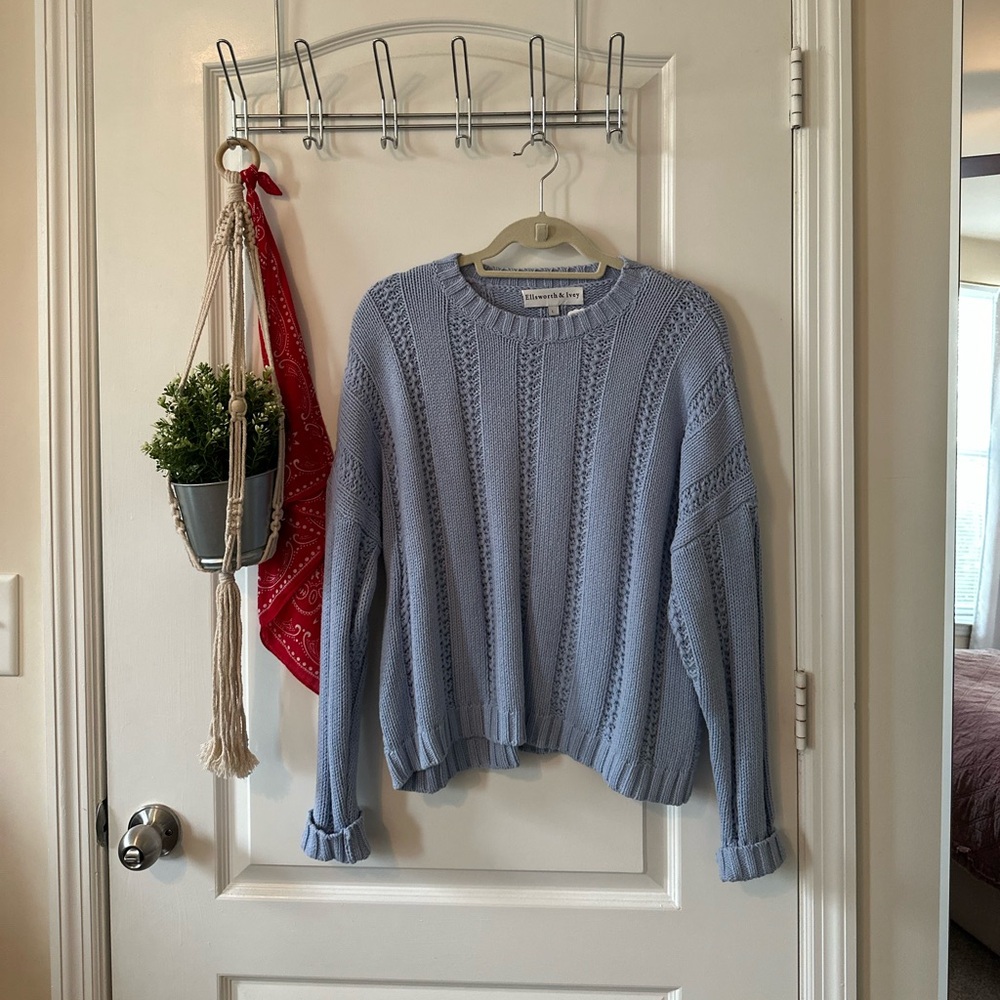 Ellsworth & Ivey Light Blue Cable Knit Sweater